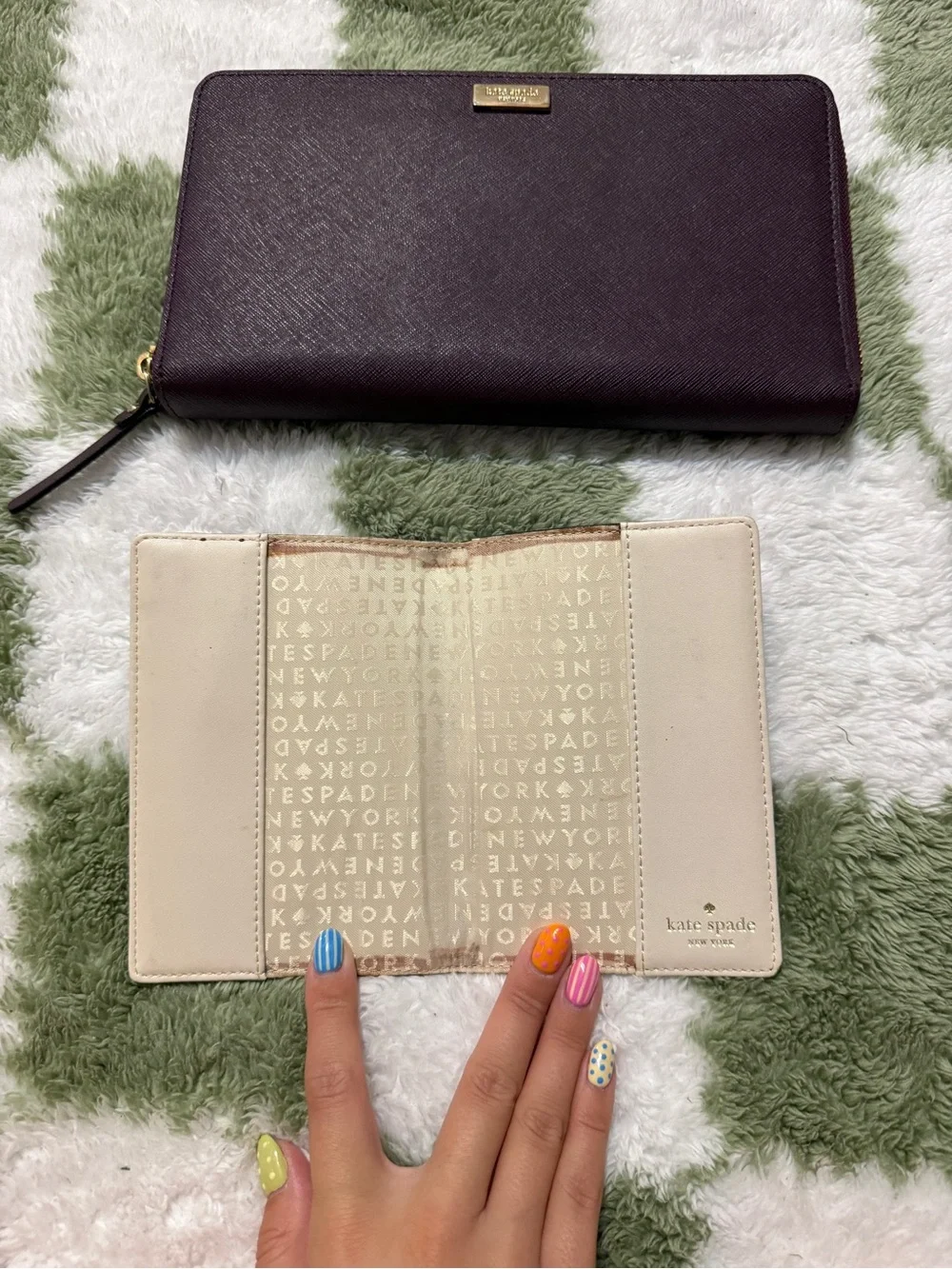 kate spade Plum Saffiano Zip Wallet and Passport/Card Holder Set